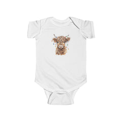 Highland Cow With Christmas Lights Baby Bodysuit