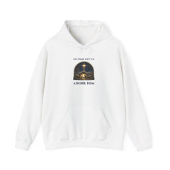 Christian Christmas Hoodie, O Come Let Us Adore Him Nativity