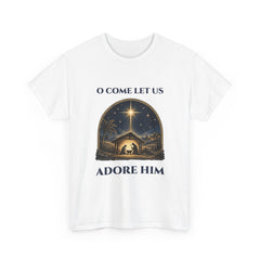 Christian Christmas T-Shirt, O Come Let Us Adore Him Nativity
