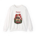 White Personalized Pug Christmas Sweatshirt with a pug in a Christmas ornament and a custom name, front view