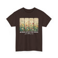 Dark Chocolate His Mercies Are New Every Morning t-shirt with wildflower print, front view