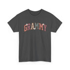 Dark Heather Grammy retro daisy varsity t-shirt, front view