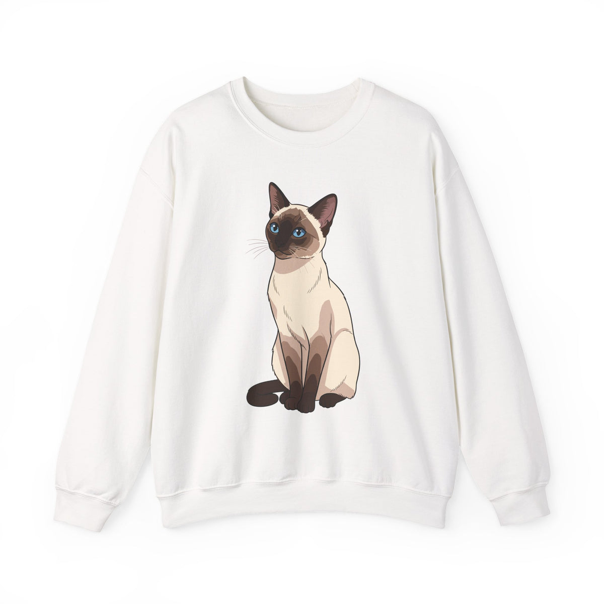 White Siamese Cat illustration sweatshirt, front view