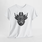 Highland Cow Cowboy Hat T-Shirt, flat lay