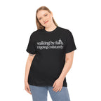 Model wearing the Walking By Faith Tripping Constantly T-Shirt