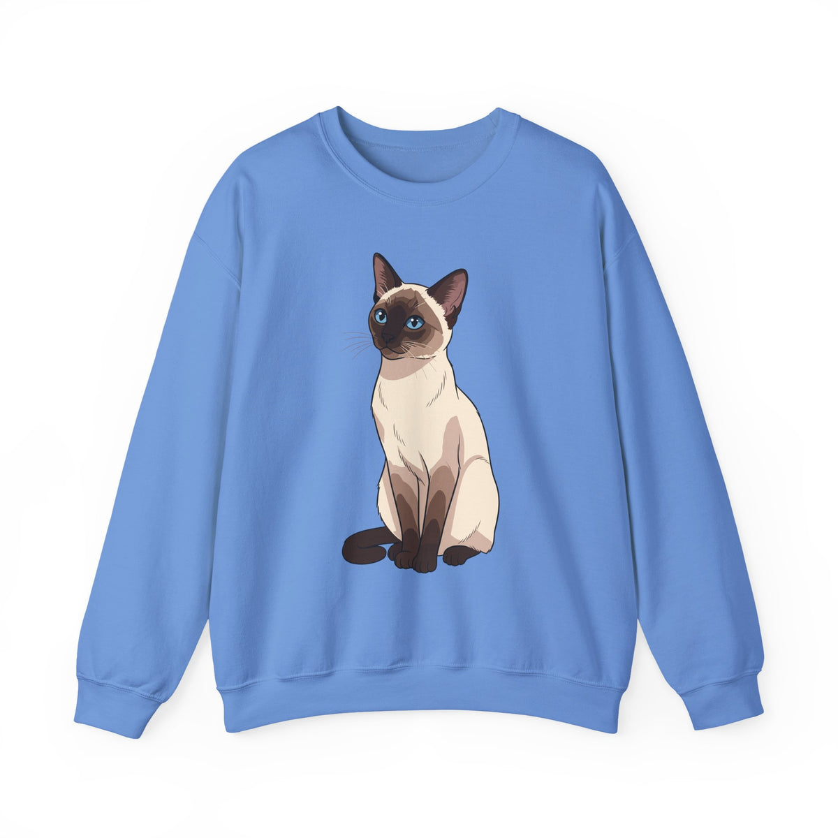 Carolina Blue Siamese Cat illustration sweatshirt, front view