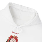 White Personalized White Persian Cat Christmas Hoodie, close-up of the print