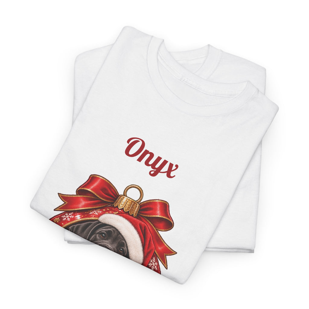 Personalized Black Great Dane Christmas T-Shirt, folded