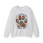 Ash All You Need Is Love And A Dog sweatshirt with floral dog paw print, front view