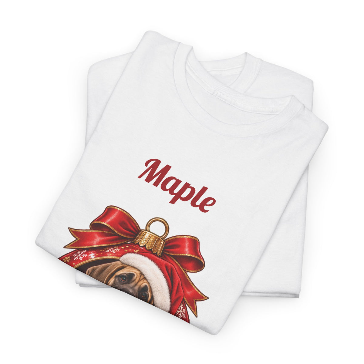 Personalized Fawn Great Dane Christmas T-Shirt, folded