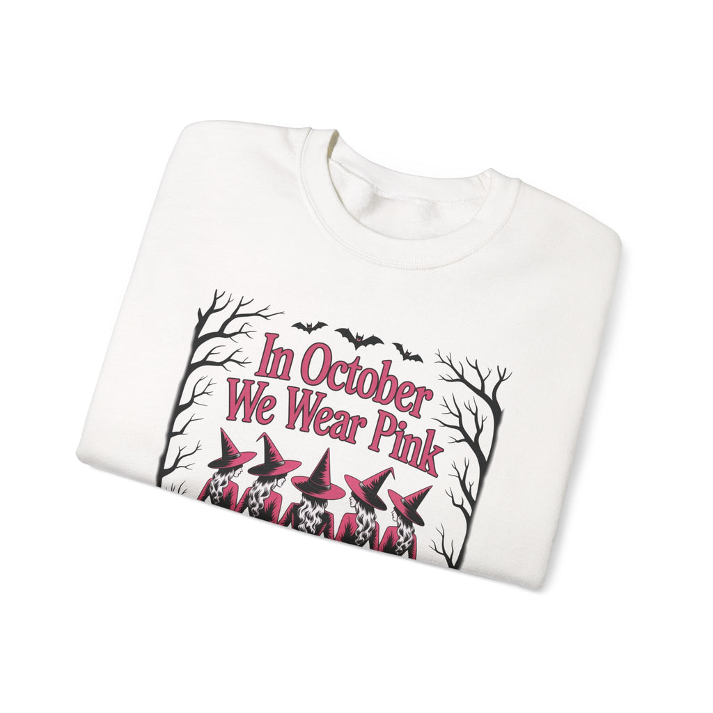 In October We Wear Pink Witches Sweatshirt, folded