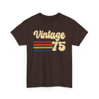 Dark Chocolate Vintage 75 retro stripes t-shirt, front view