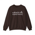 Dark Chocolate Walking By Faith Tripping Constantly sweatshirt, front view