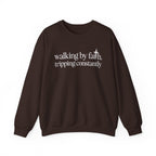 Dark Chocolate Walking By Faith Tripping Constantly sweatshirt, front view
