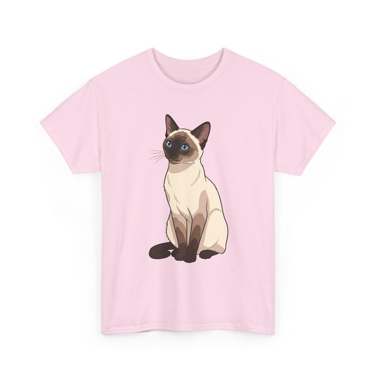 Light Pink Siamese Cat illustration t-shirt, front view