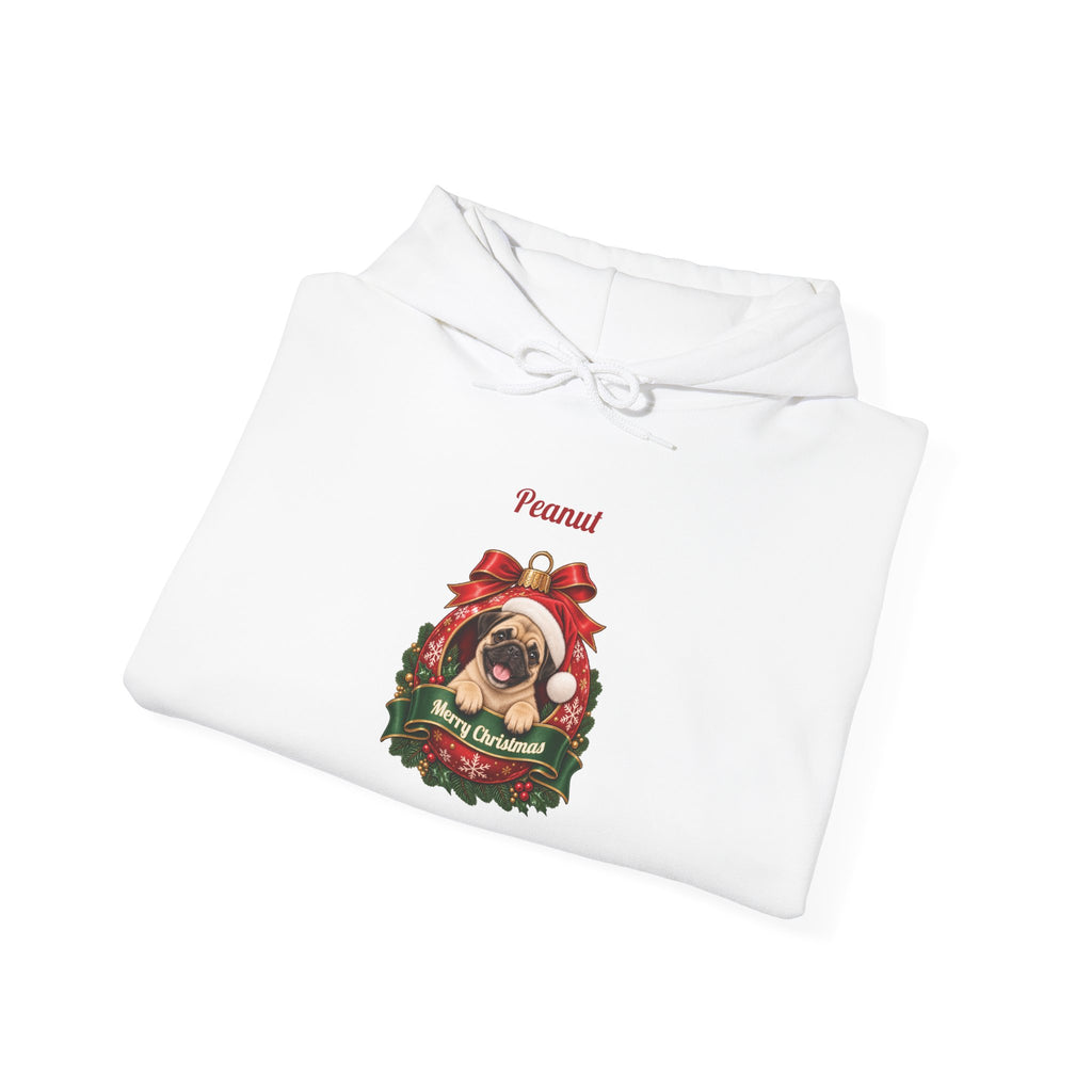 Personalized Pug Christmas Hoodie, folded