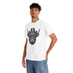 Model wearing the Highland Cow Cowboy Hat T-Shirt