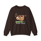 Dark Chocolate Baby Loading Please Wait sloth sweatshirt, front view