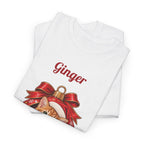 White Personalized Orange Tabby Cat Christmas T-Shirt, folded
