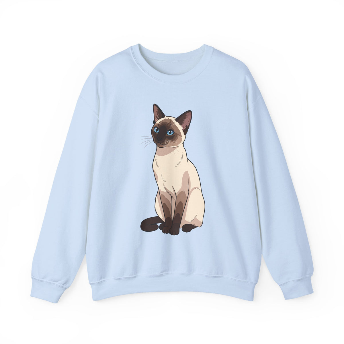 Light Blue Siamese Cat illustration sweatshirt, front view
