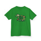 Irish Green Floral Mini Bear kids t-shirt with wildflower bear print, front view