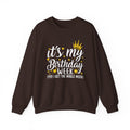 Dark Chocolate It's My Birthday Week sweatshirt with gold crown, front view