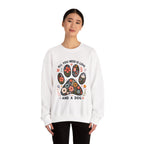 Model wearing the All You Need Is Love And A Dog Sweatshirt