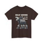Dark Chocolate Silly Moose On The Loose vintage moose t-shirt, front view