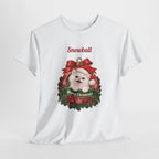 White Personalized White Persian Cat Christmas T-Shirt, close-up of the print