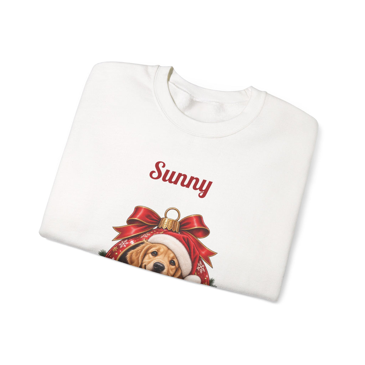Personalized Golden Retriever Christmas Sweatshirt, folded