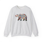 Ash Floral Mama Bear sweatshirt with wildflower bear print, front view