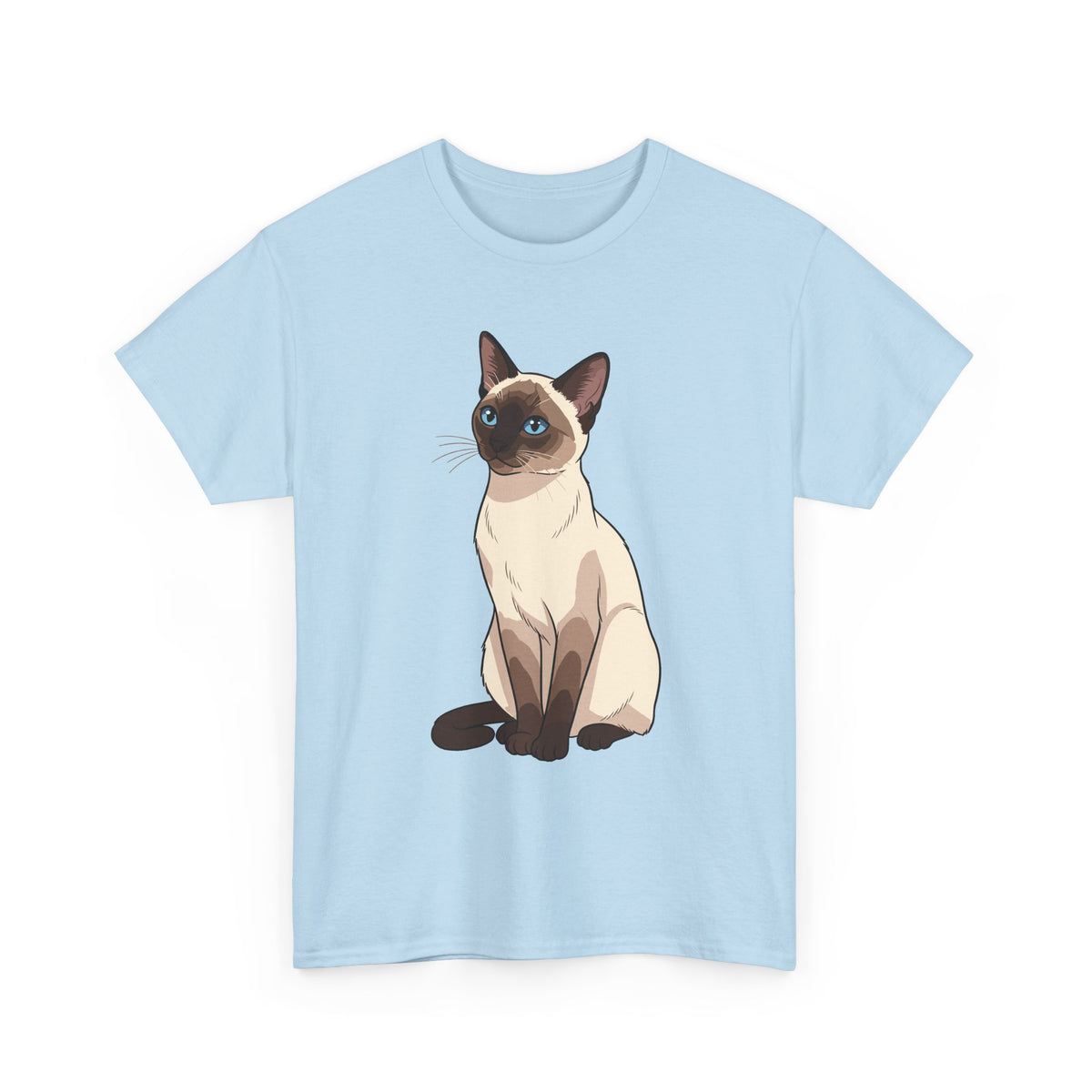 Light Blue Siamese Cat illustration t-shirt, front view