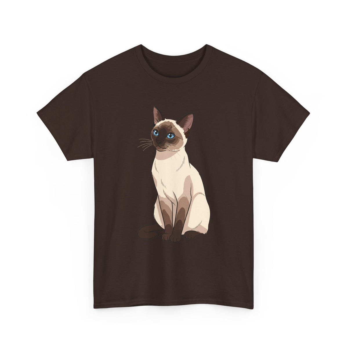 Dark Chocolate Siamese Cat illustration t-shirt, front view