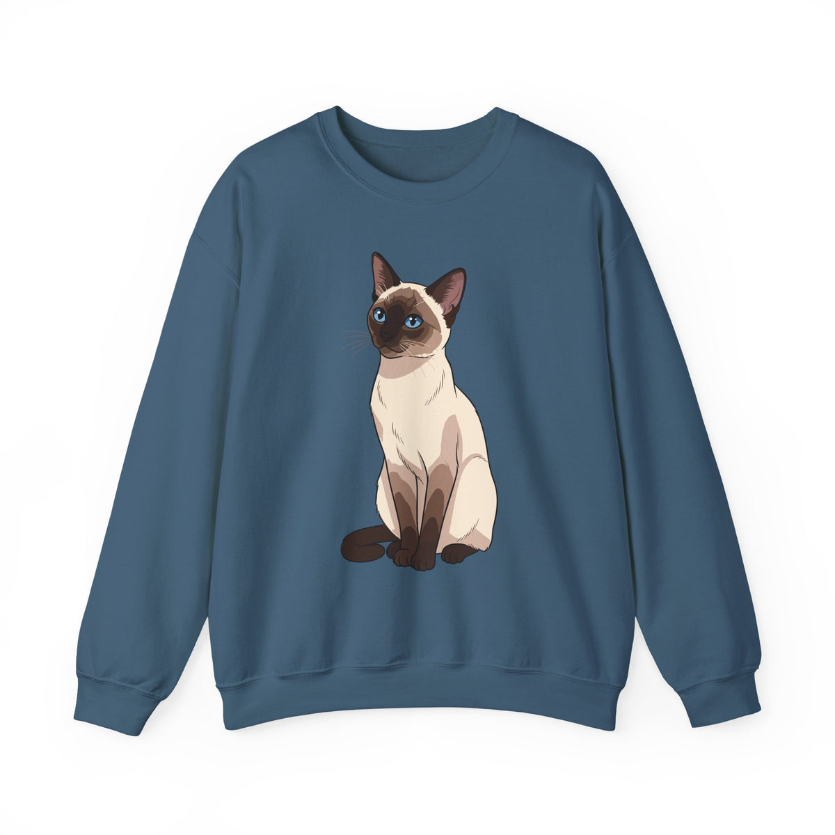 Indigo Blue Siamese Cat illustration sweatshirt, front view