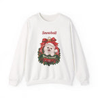 White Personalized White Persian Cat Christmas Sweatshirt with a white Persian cat in a Christmas ornament and a custom name, front view