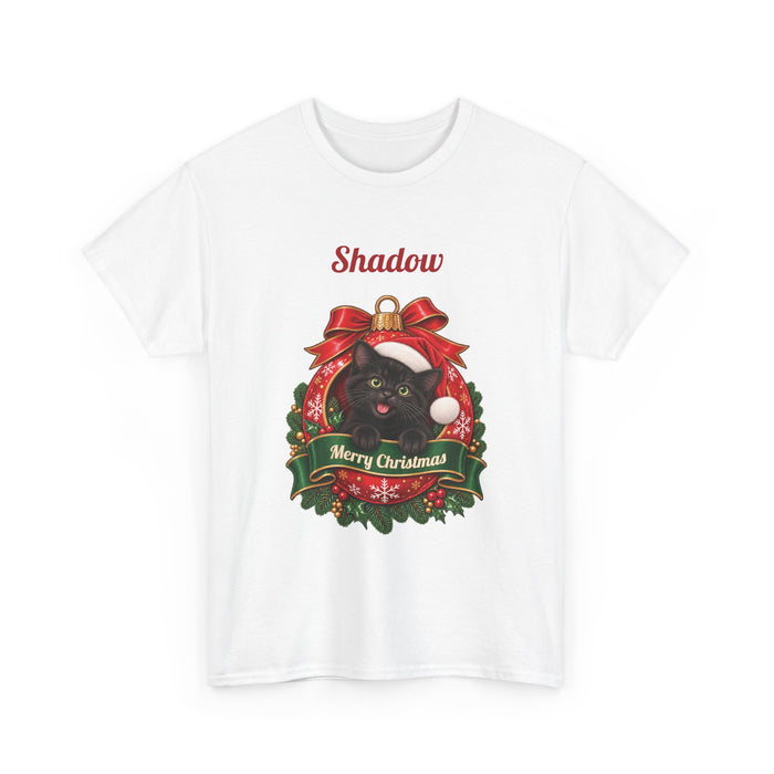 Personalized Black Cat Christmas T-Shirt