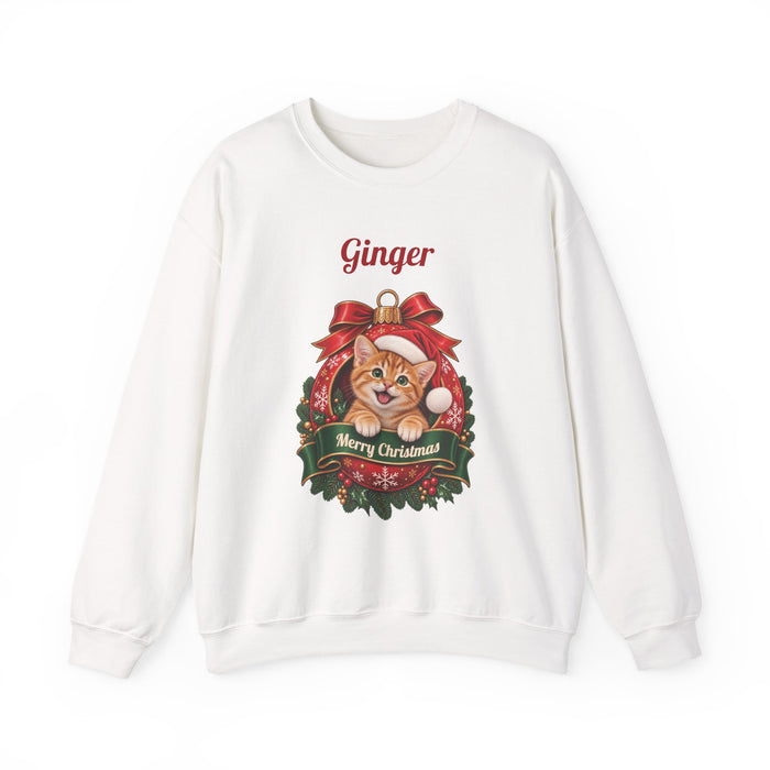 Personalized Orange Tabby Cat Christmas Sweatshirt