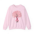 Light Pink cherry blossom tree sweatshirt with pink ribbon trunk, front view