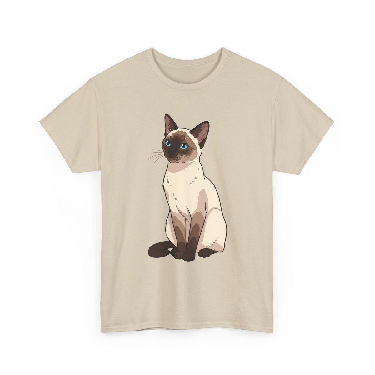 Sand Siamese Cat illustration t-shirt, front view