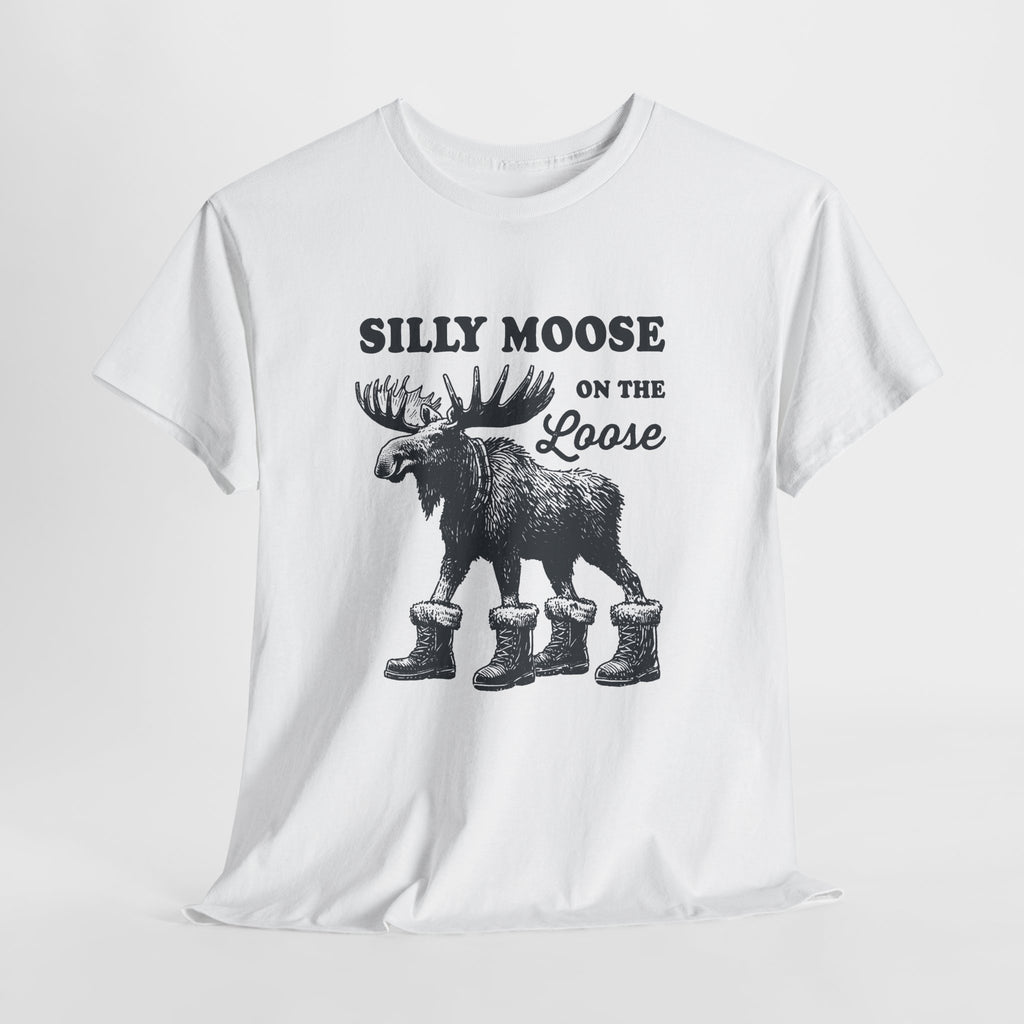 Silly Moose On The Loose T-Shirt, flat lay