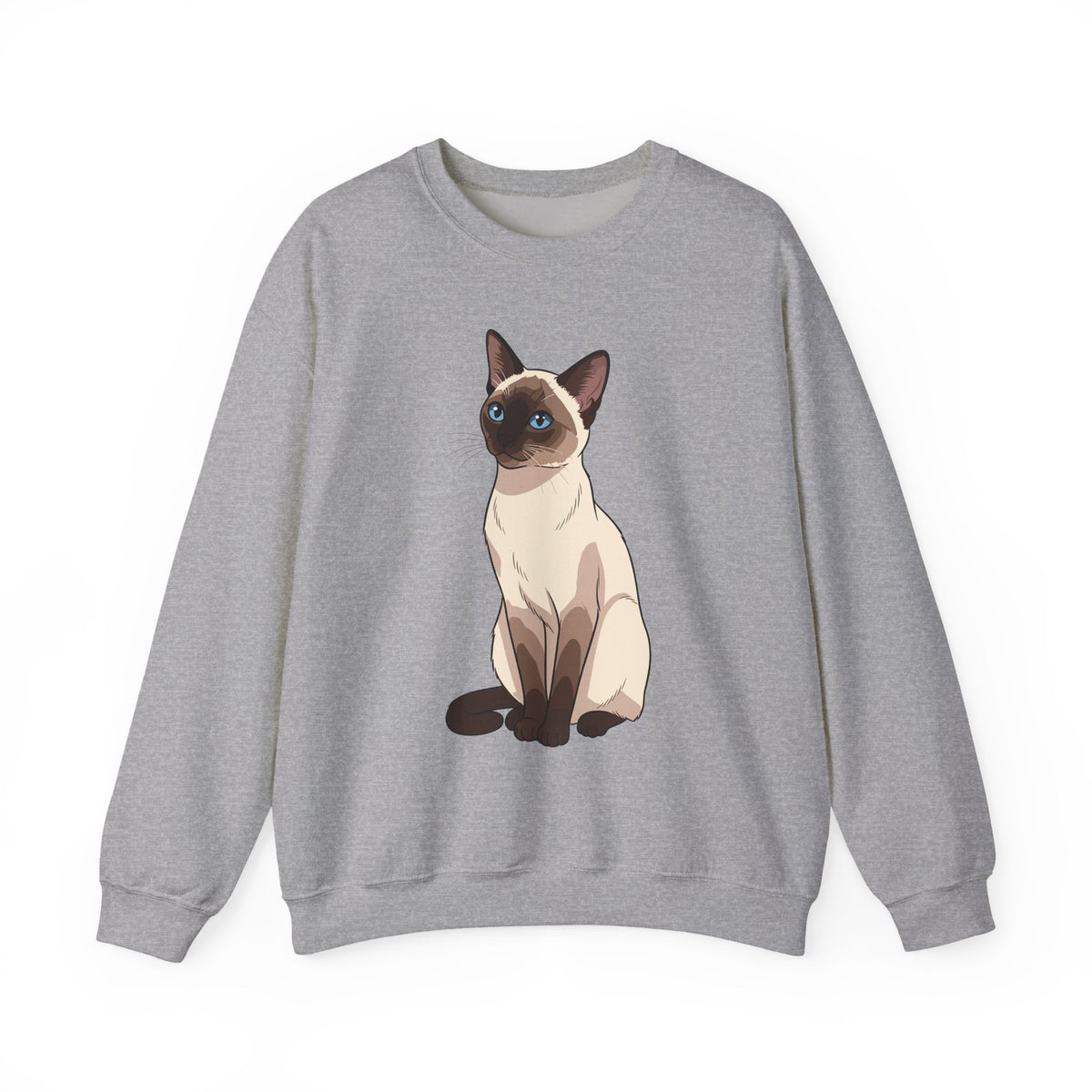 Sport Grey Siamese Cat illustration sweatshirt, front view