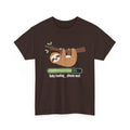 Dark Chocolate Baby Loading Please Wait sloth t-shirt, front view