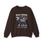 Dark Chocolate Silly Moose On The Loose vintage moose sweatshirt, front view
