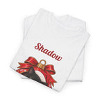 White Personalized Black Cat Christmas T-Shirt, folded