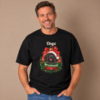 Man wearing the Black Personalized Black Great Dane Christmas T-Shirt with jeans