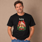 Man wearing the Black Personalized Labrador Christmas T-Shirt with jeans