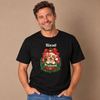 Man wearing the Black Personalized Corgi Christmas T-Shirt with jeans