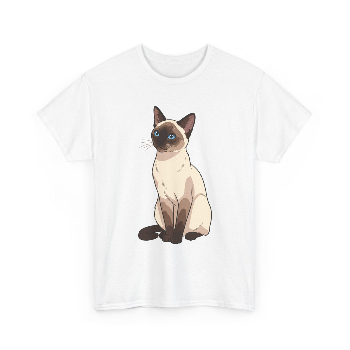 White Siamese Cat illustration t-shirt, front view