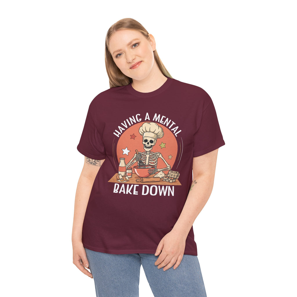 Model wearing the Having A Mental Bake Down T-Shirt