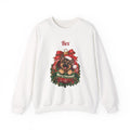 White Personalized German Shepherd Christmas Sweatshirt with a German Shepherd in a Christmas ornament and a custom name, front view